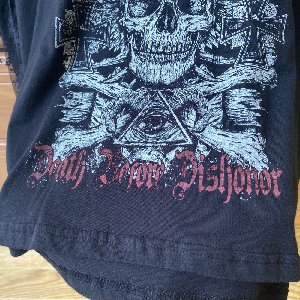 ⚰️⚰️”Death Before Dishonor” lace sleeves tee XL - Picture 10 of 16